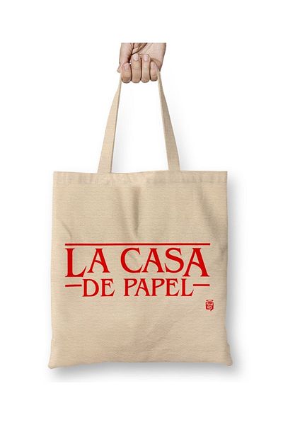 Baskı Dükkanı La Casa De Papel 04 Geanta Pânză Mâner Lung