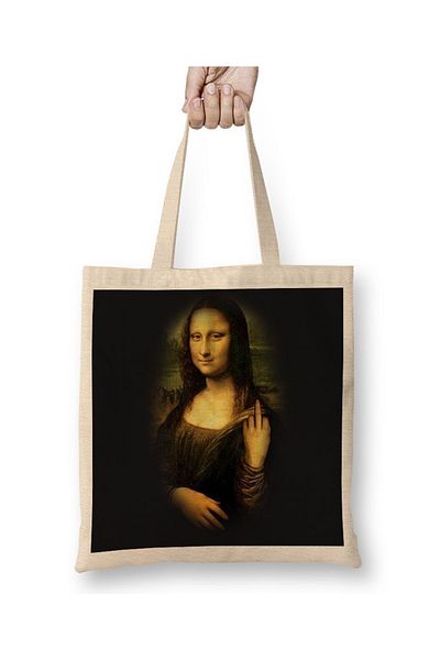 Baskı Dükkanı Υφασμάτινη τσάντα Mona Lisa Obscena με μακριά λαβή