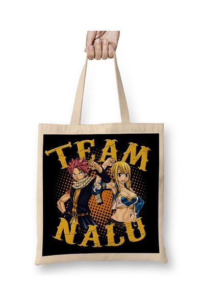 Baskı Dükkanı Fairy Tail Natsu Lucy Team Nalu Anime Manga υφασμάτινη τσάντα με μακριά λαβή