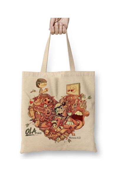 Baskı Dükkanı Gde je tvoje srce? Tkanina Torba duga Sa ručkom