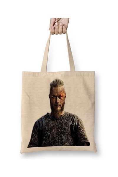 Baskı Dükkanı Υφασμάτινη τσάντα Ragnar Lothbrok με μακριά λαβή