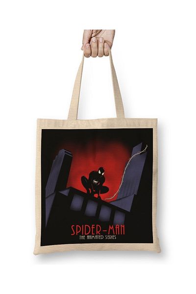 Baskı Dükkanı Superheros Spider The Animated υφασμάτινη τσάντα με μακριά λαβή