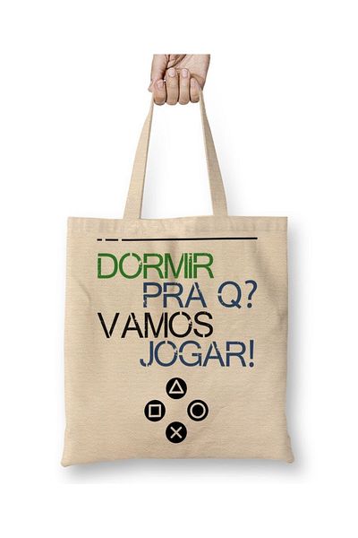 Baskı Dükkanı Υφασμάτινη τσάντα Vamos Jogar με μακριά λαβή