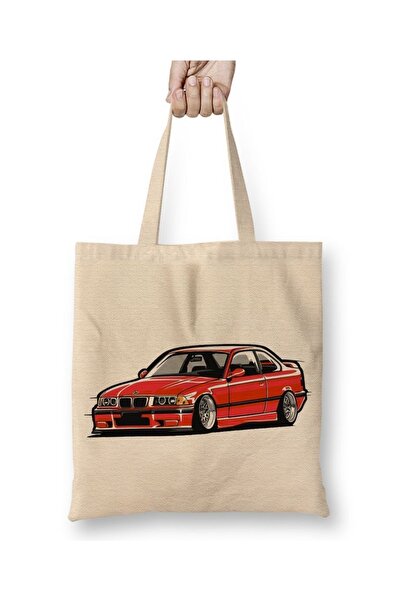 Baskı Dükkanı BMW Stanced Out E36 Crvena tkanina Torba Dugačka Sa ručkom