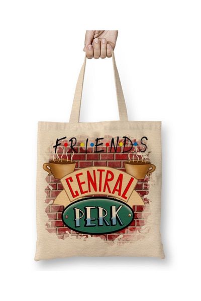 Baskı Dükkanı Friends Central Perk υφασμάτινη τσάντα με μακριά λαβή