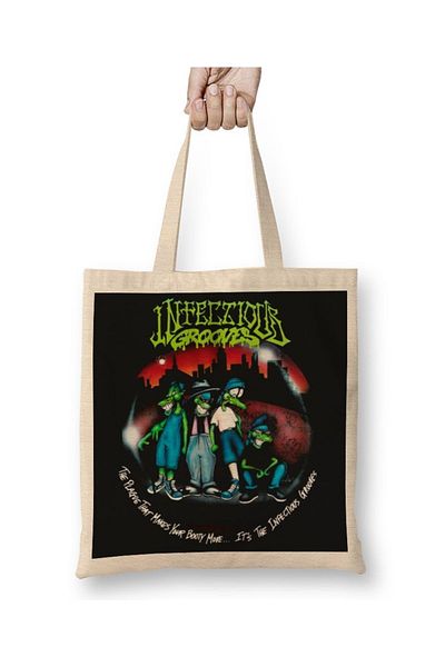 Baskı Dükkanı Υφασμάτινη τσάντα Infectious Grooves με μακριά λαβή