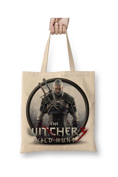 Baskı Dükkanı Υφασμάτινη τσάντα Witcher 3 Geralt Wild Hunt με μακριά λαβή