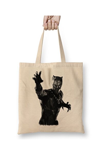 Baskı Dükkanı حقيبة قماش بلاك بانثر بانتيرا نيجرا 04 بمقبض طويل