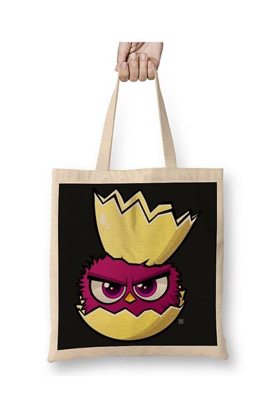 Baskı Dükkanı Cute Birds Crown υφασμάτινη τσάντα με μακριά λαβή