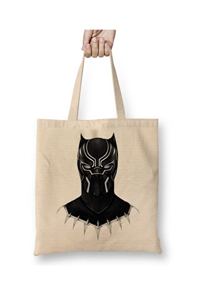 Baskı Dükkanı حقيبة قماش بلاك بانثر 05 بمقبض طويل