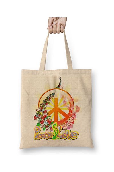 Baskı Dükkanı Peace Peace Icon υφασμάτινη τσάντα με μακριά λαβή