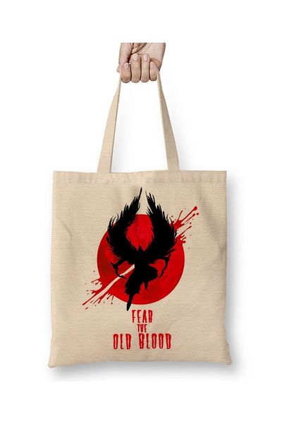 Baskı Dükkanı Fire Blood Fear The Old Blood υφασμάτινη τσάντα με μακριά λαβή
