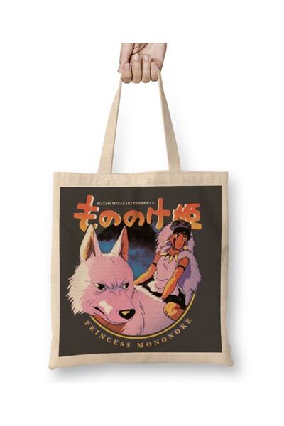 Baskı Dükkanı Mononoke Hime tkanina Torba duga Sa ručkom