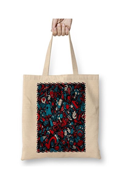 Baskı Dükkanı Miks Desenhos tkanina Torba duga Sa ručkom