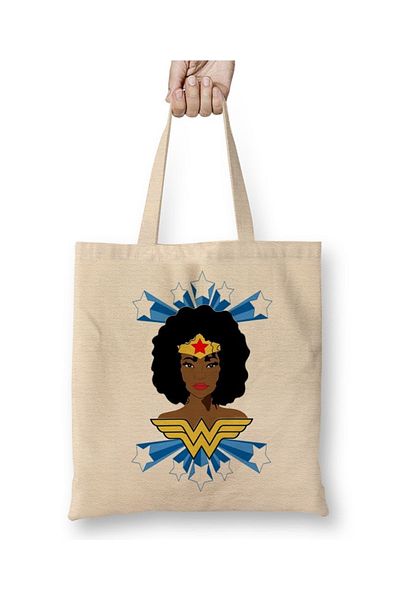 Baskı Dükkanı Υφασμάτινη τσάντα Wonder Woman Georgia με μακριά λαβή