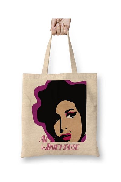 Baskı Dükkanı Geantă din pânză Amy Winehouse cu mâner lung