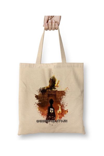 Baskı Dükkanı Shingeki No Kyojin (ataque Dos Titas) υφασμάτινη τσάντα με μακριά λαβή