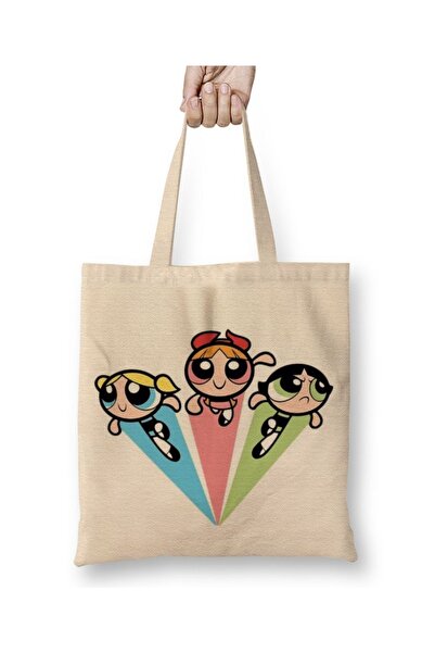 Baskı Dükkanı حقيبة قماش فتيات القوة بيد طويلة