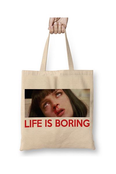 Baskı Dükkanı Life Is Boring υφασμάτινη τσάντα με μακριά λαβή