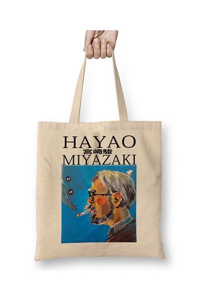 Baskı Dükkanı Hayao Miyazaki Thinking Facebez Geantă cu mâner lung