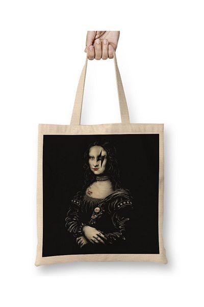 Baskı Dükkanı Υφασμάτινη τσάντα Mona Lisa με μακριά λαβή