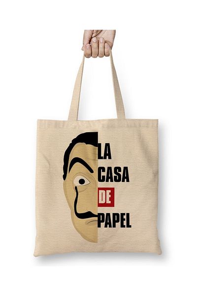Baskı Dükkanı La Casa De Papel Salvador Dali υφασμάτινη τσάντα με μακριά λαβή