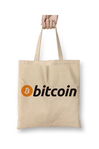 Baskı Dükkanı Υφασμάτινη τσάντα Bitcoin με μακριά λαβή