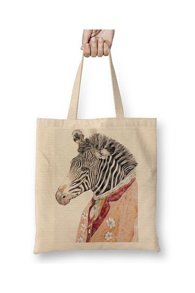 Baskı Dükkanı Colorful Zebra Cloth Bag Long Handle