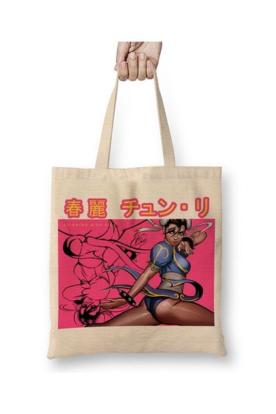 Baskı Dükkanı Street Fighter Chun Li υφασμάτινη τσάντα με μακριά λαβή