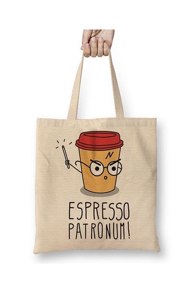 Baskı Dükkanı Υφασμάτινη τσάντα Ekspresso Patronum με μακριά λαβή