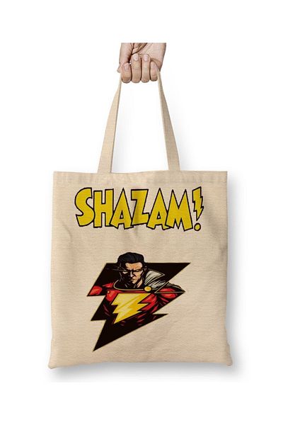 Baskı Dükkanı Υφασμάτινη τσάντα Shazam με μακριά λαβή