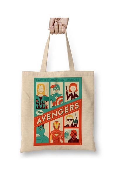 Baskı Dükkanı Υφασμάτινη τσάντα Avengers με μακριά λαβή