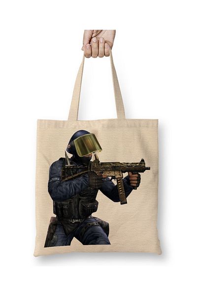 Baskı Dükkanı Υφασμάτινη τσάντα Csgo Counter Strike 02 με μακριά λαβή