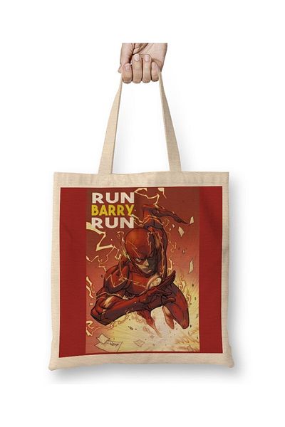 Baskı Dükkanı Geantă din pânză The Flash Run Barry Run cu mâner lung