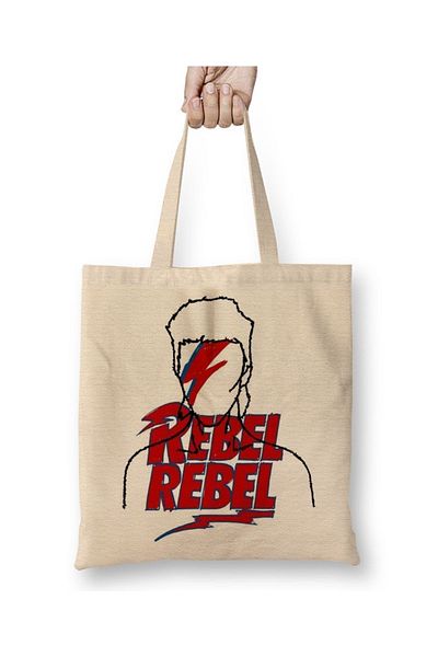 Baskı Dükkanı Geantă din pânză David Bowie Rebel Rebel cu mâner lung