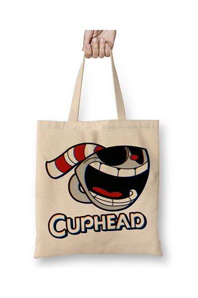Baskı Dükkanı Υφασμάτινη τσάντα Cuphead με μακριά λαβή
