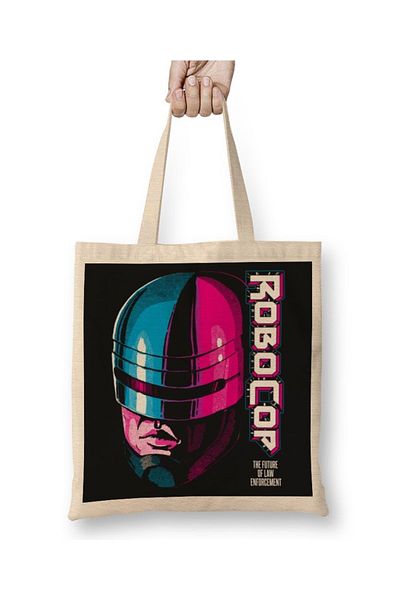 Baskı Dükkanı Υφασμάτινη τσάντα Robocop με μακριά λαβή
