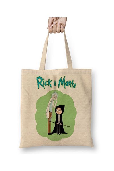 Baskı Dükkanı Υφασμάτινη τσάντα Rick & Morte με μακριά λαβή