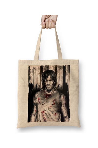 Baskı Dükkanı Geanta din pânză The Walking Dead Bite Medar cu mâner lung