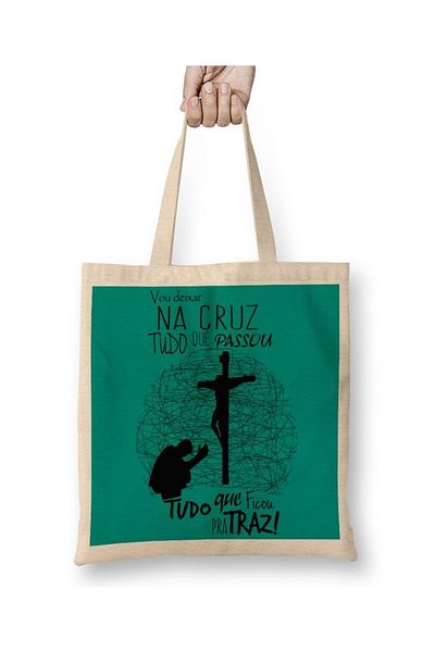 Baskı Dükkanı Υφασμάτινη τσάντα Vou Deixar Na Cruz με μακριά λαβή
