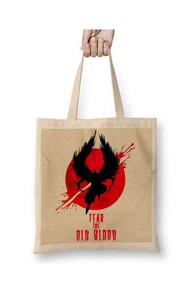 Baskı Dükkanı Fire Blood Fear The Old Blood υφασμάτινη τσάντα με μακριά λαβή