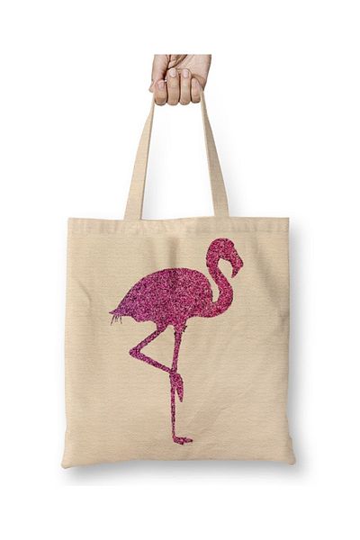 Baskı Dükkanı Geantă din pânză Flamingo 7 cu mâner lung