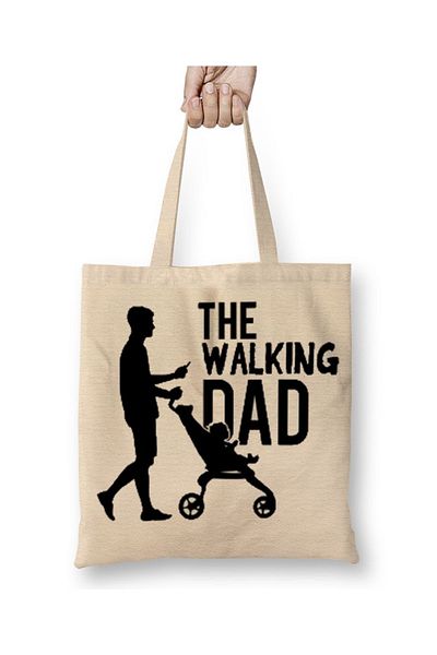 Baskı Dükkanı The Walking Dad υφασμάτινη τσάντα με μακριά λαβή
