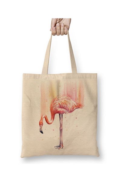 Baskı Dükkanı Geantă din pânză de ploaie Flamingo Pink cu mâner lung