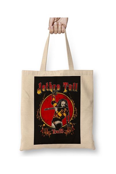 Baskı Dükkanı Υφασμάτινη τσάντα Jethro Tull με μακριά λαβή
