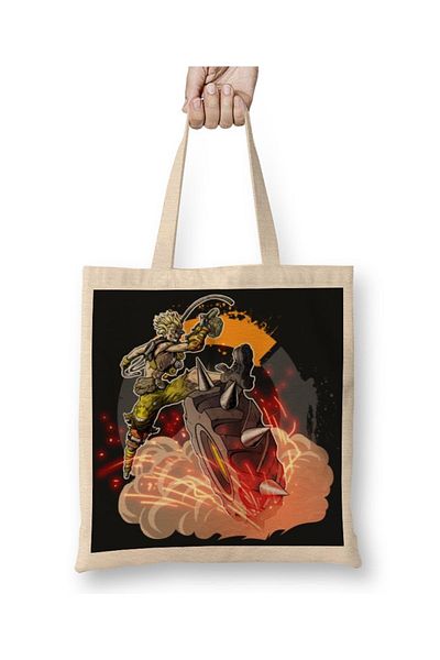 Baskı Dükkanı Overwatch One Fanwart Junkrat υφασμάτινη τσάντα με μακριά λαβή
