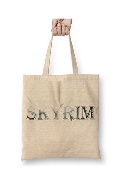 Baskı Dükkanı Skyrim 03 υφασμάτινη τσάντα μακριά λαβή