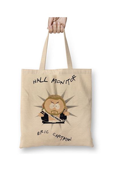 Baskı Dükkanı South Park Eric Cartman Hall Monitor Geantă din pânză cu mâner lung