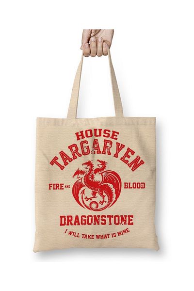 Baskı Dükkanı Geantă din pânză Game Of Thrones House Targaryen cu mâner lung