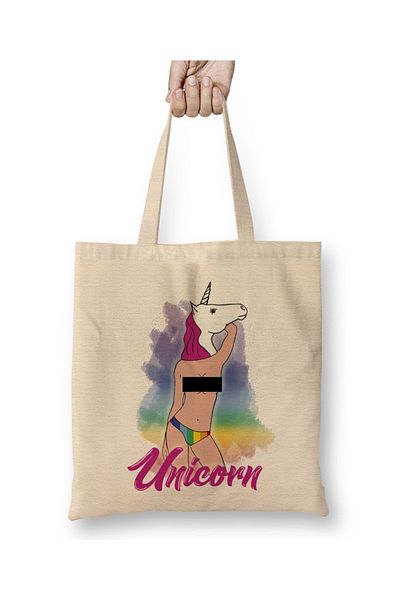 Baskı Dükkanı Unicorn 03 - Υφασμάτινη τσάντα με μακριά λαβή